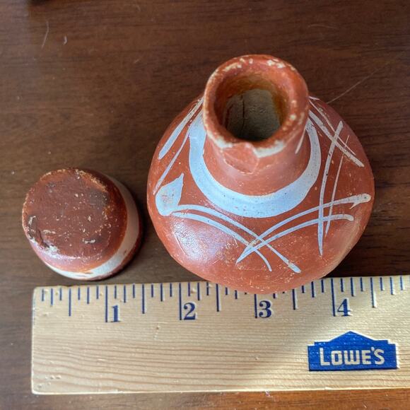VINTAGE Lot Clay Pottery Native American Small Vase Pot Urn Terracotta Painted - Picture 12 of 12